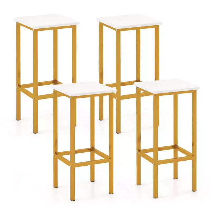 Costway 4 PCS 26Bar Stool Set with Metal Frame Footrest Backless Counter Height Stool Brown