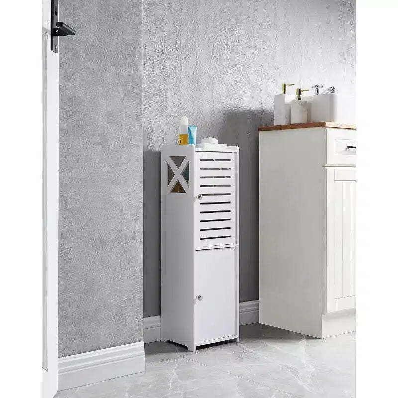 Kings Brand Furniture  Crane Free-Standing Bathroom Storage Cabinet Organizer Unit with 2 Doors, White