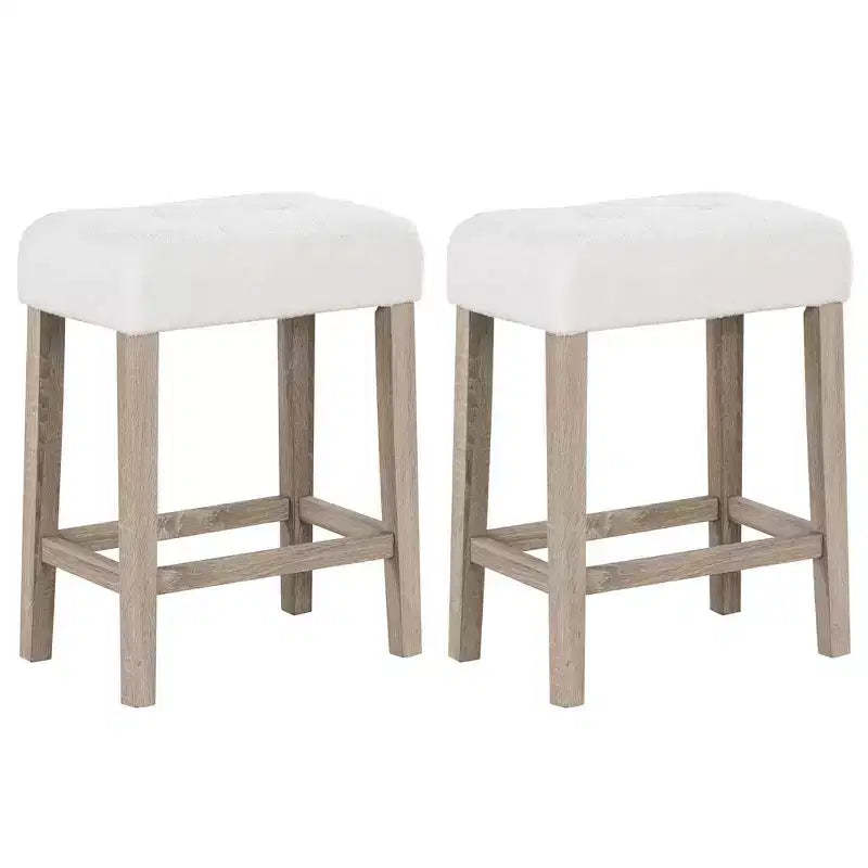 Costway Counter Height Bar Stools Set of 2/4 with Rubber Wood Legs Footrest Modern for Home
