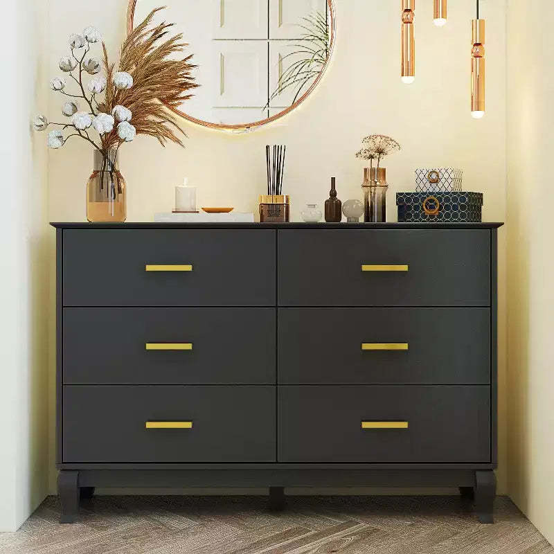 Hitow 6 Drawer Dresser Modern Design Wooden Legs Drawer Storage Chest