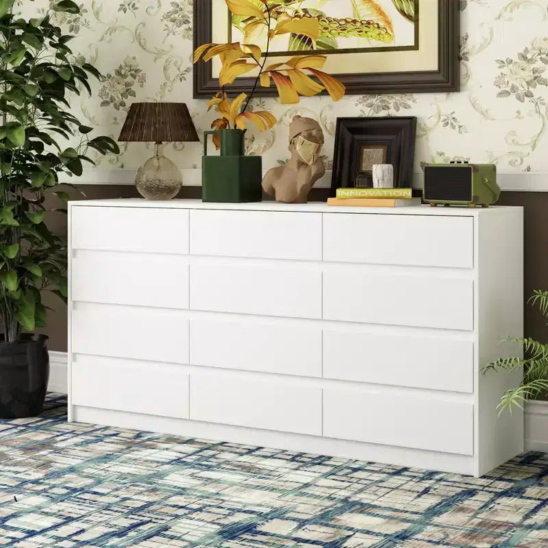 Hitow Modern 12 Minimalist Design Dresser Stylish Chest of Drawers Hidden Handles