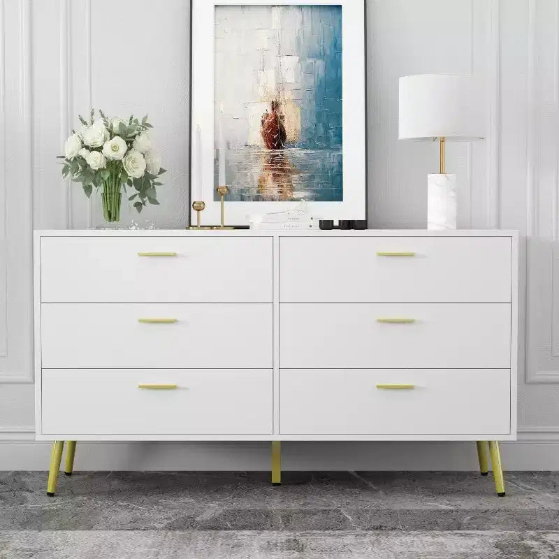 Hitow Modern Dresser with 6 Drawers Smooth Finish Organiser Side Table