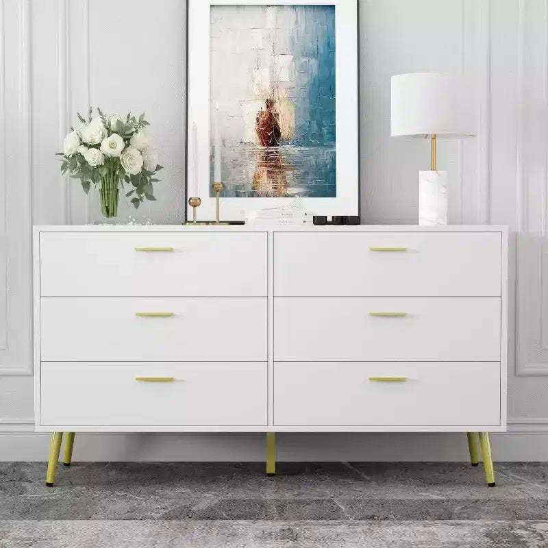 Hitow Modern Dresser with 6 Drawers Smooth Finish Organiser Side Table