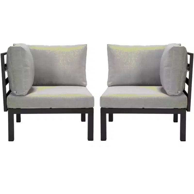 LeisureMod 2-Piece Corner Chair Loveseat Upholstered in Polyester with Aluminum Frame and Removable Cushion Hamilton Collection