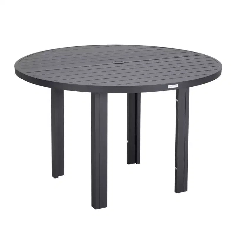 LeisureMod Round Outdoor Aluminum Dining Table for Modern Home, Patio, Backyard Garden Chelsea Collection