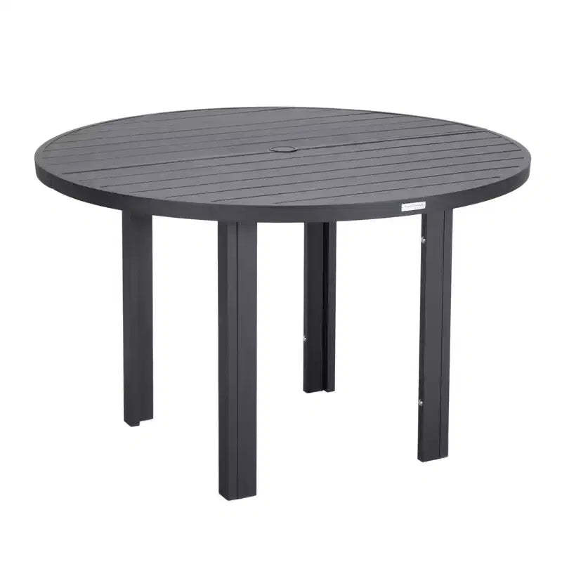 LeisureMod Round Outdoor Aluminum Dining Table for Modern Home, Patio, Backyard Garden Chelsea Collection
