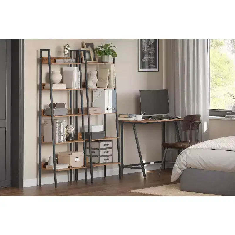 5-Tier Narrow Bookcase, Industrial Bookshelf for Garden Livingroom
