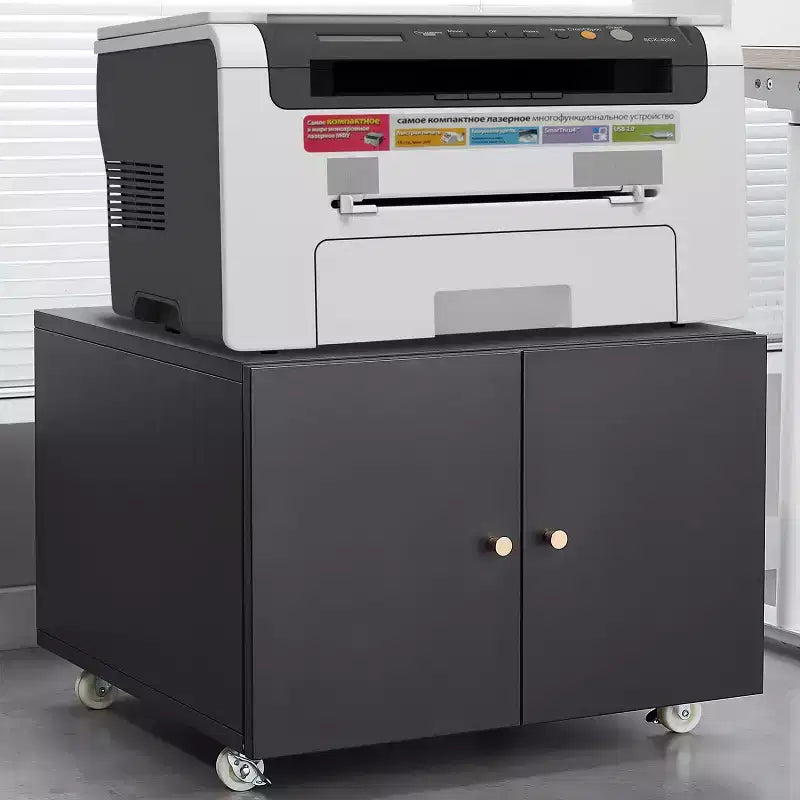 Printer Stand with Storage, Copier Printer Cabinet with 2 Doors Mobile Steel File Cabinet Rolling Storage Cabinet on Wheels for Home Office