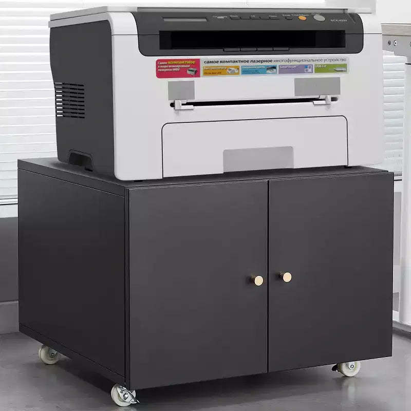 Printer Stand with Storage, Copier Printer Cabinet with 2 Doors Mobile Steel File Cabinet Rolling Storage Cabinet on Wheels for Home Office