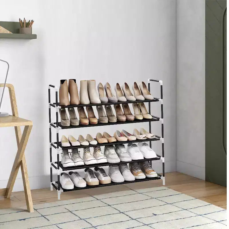 Modern 5-Tier Shoe Rack with Space-Saving Design and Easy Assembly - Ideal Shoe Storage Solution for Hallway Closets