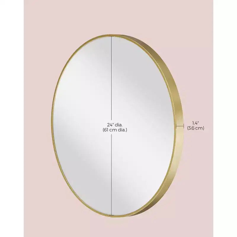 LEDREM Wall Mirror, Circle Mirror, 24-Inch Gold Round Bathroom Mirror, Metal Frame, Easy Install, Wall Mirror, Elegance Reflected