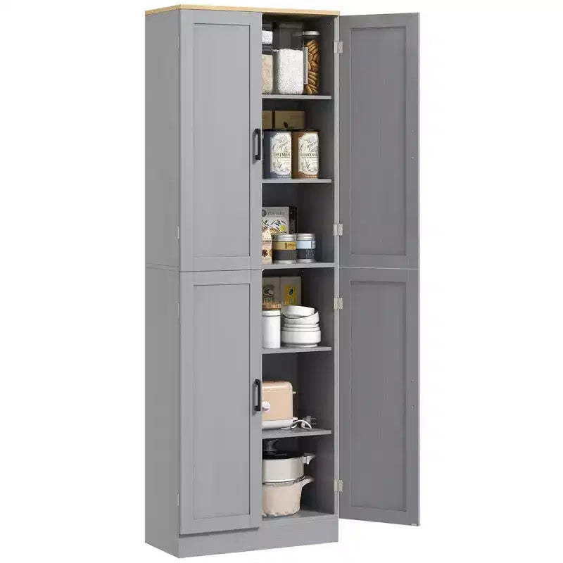 HOMCOM 67 Freestanding Kitchen Pantry, 4-Door Storage Cabinet Organizer with Adjustable Shelves and Doors