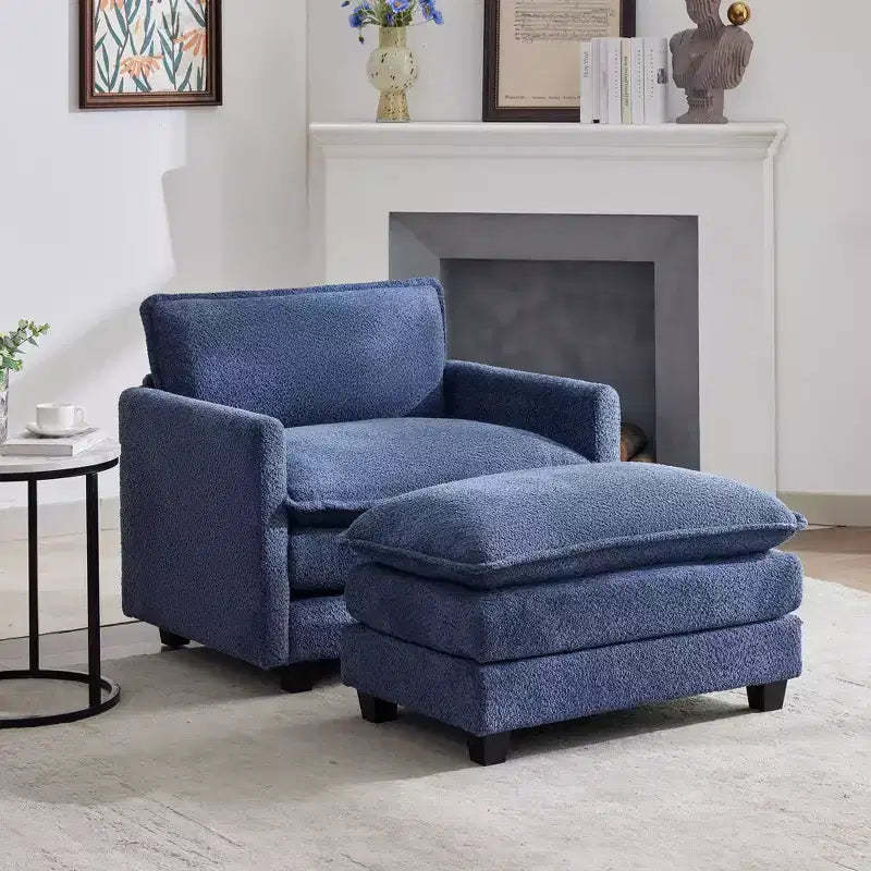 Hyleory 41.34 circle fleece Oversized Accent Chair, Sofa Chair with Ottoman and Large Seat , Modern Armchair for Bedroom Living Room