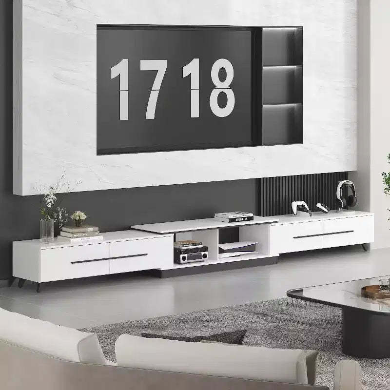 Hitow Extendable Modern TV Console Minimalist Design for Living Room Entertainment Centre
