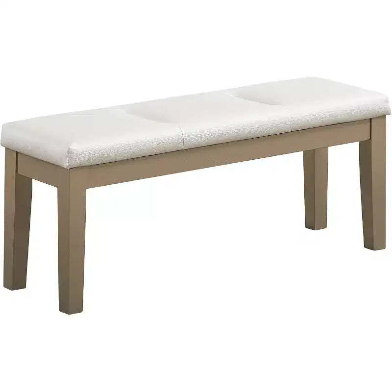 Kings Brand Furniture - Hillsdale Upholstered Dining Bench, White/Gold