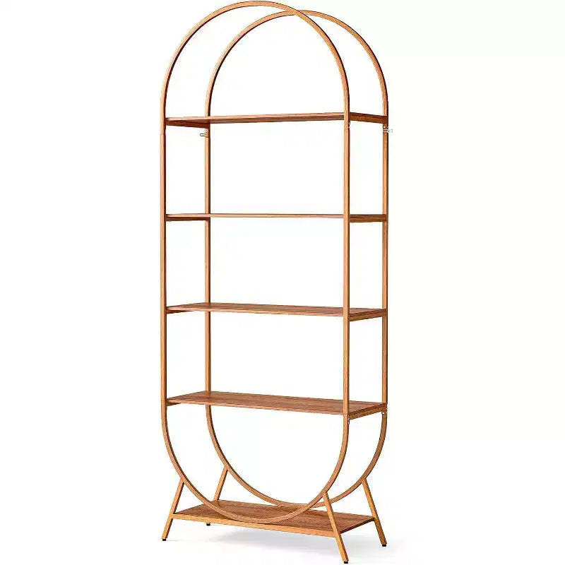 Lantine 5-Tier Open Bookshelf, 70.8 Tall Arched Bookcase, Modern Freestanding Display Rack Shelving Unit for Office, Living Room