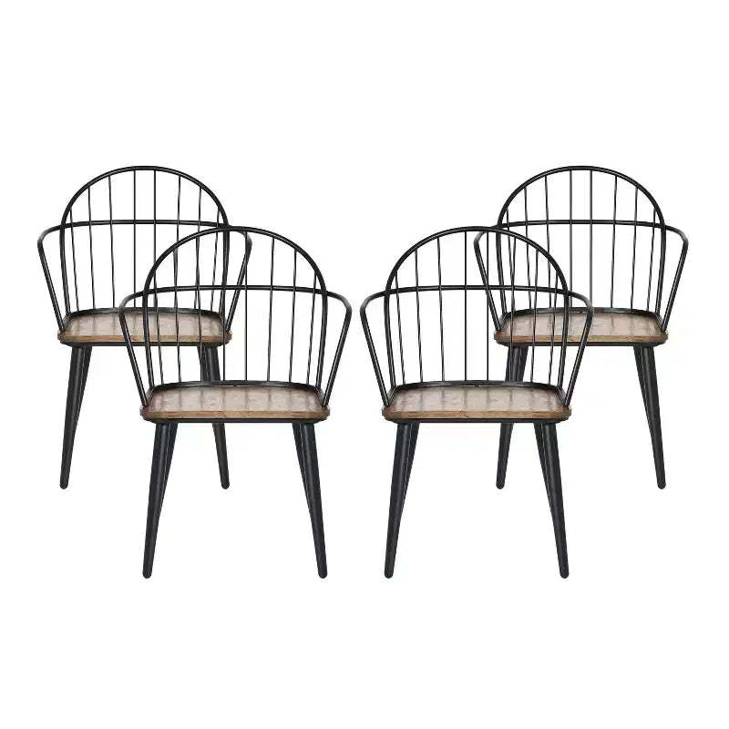 Christopher Knight Home Loftia Modern Iron Frame Dining Chairs(Set of 4), Brown/Black
