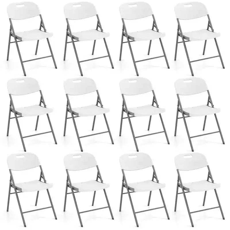 Costway Folding Chairs Set of 4/8/12 HDPE Plastic Chairs with Metal Frame for Home Office