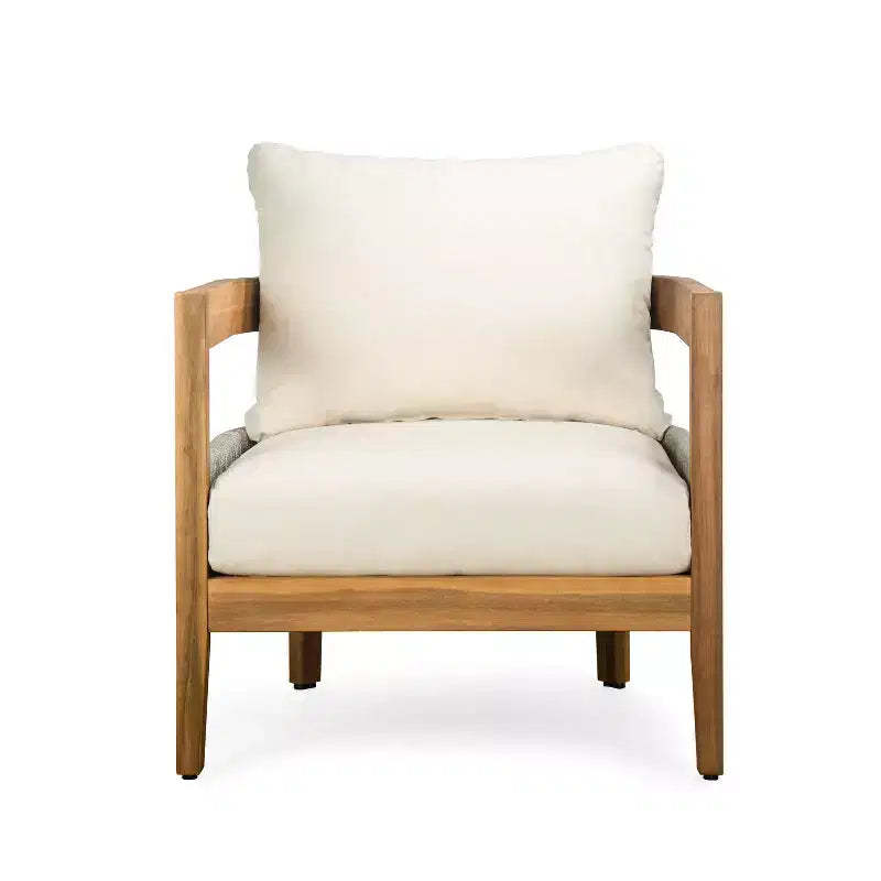 Christopher Knight Home Fawn Modern Outdoor Acacia Wood Club Chair with Cushions, Beige/Teak