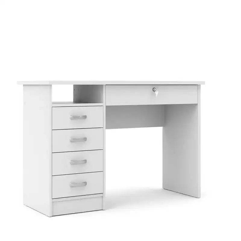 Tvilum,Walden Desk with 5 Drawers, White