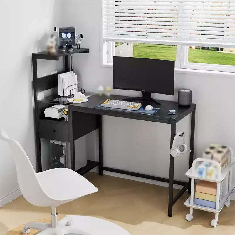 Computer Desk Storage Shelves, Study Writing Table, PC Desk Workstation for Home Office