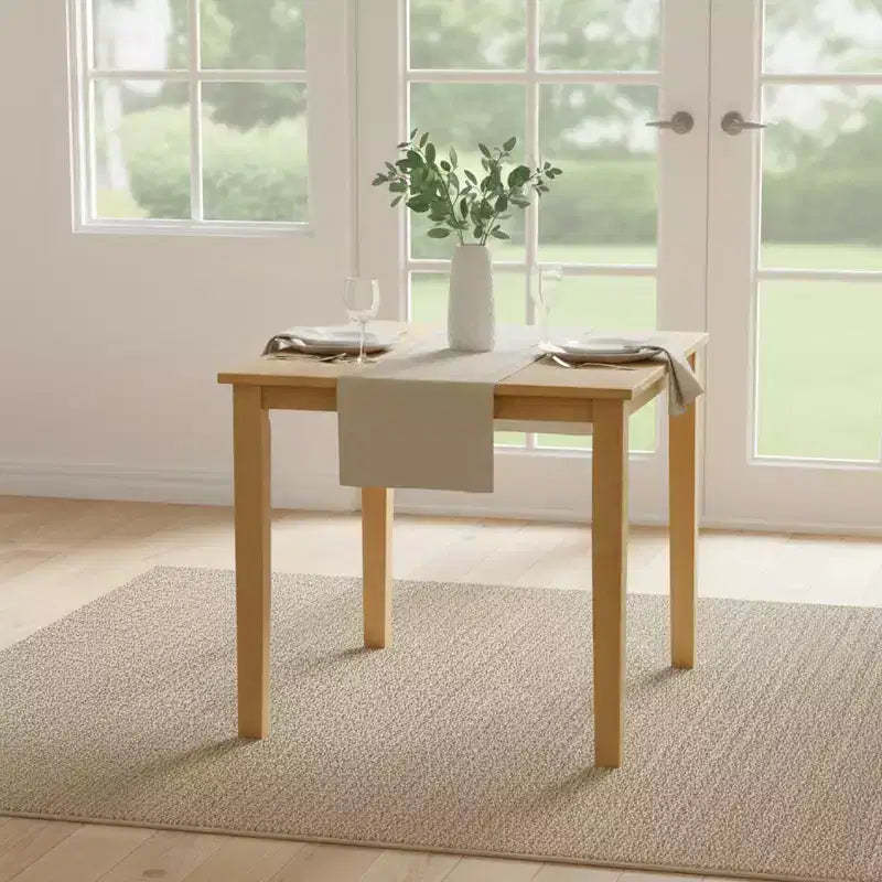 Kings Brand Furniture - Kurmer Square Solid Wood Dining Room Kitchen Table, Natural Oak