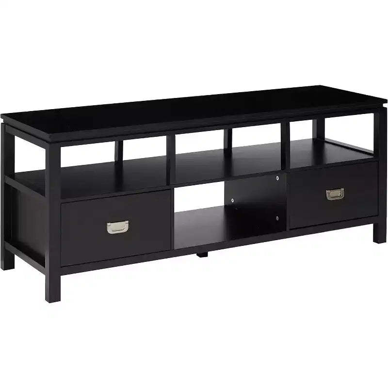 Kings Brand Furniture 54 Black Finish Wood TV Stand Entertainment Center with Storage