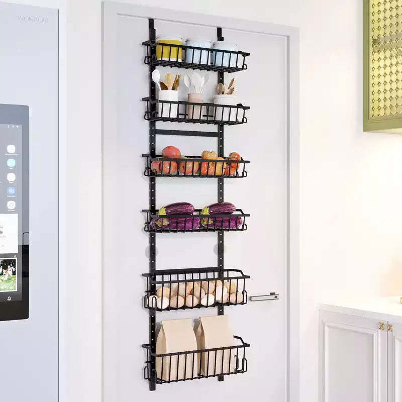 Over The Door Pantry Organizer Hanging Door Organizer With Adjustable Detachable Basket Suction Cups 6/8-Tier Behind DoorStorage For Bathroom Kitchen