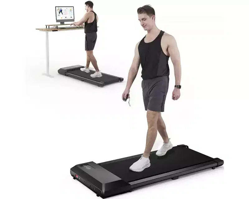 DeerRun Walking Pad 2 in 1 Under Desk Treadmill, 2.5HP Low Noise Walking Pad Running Jogging Machine with Remote Control for Home Office