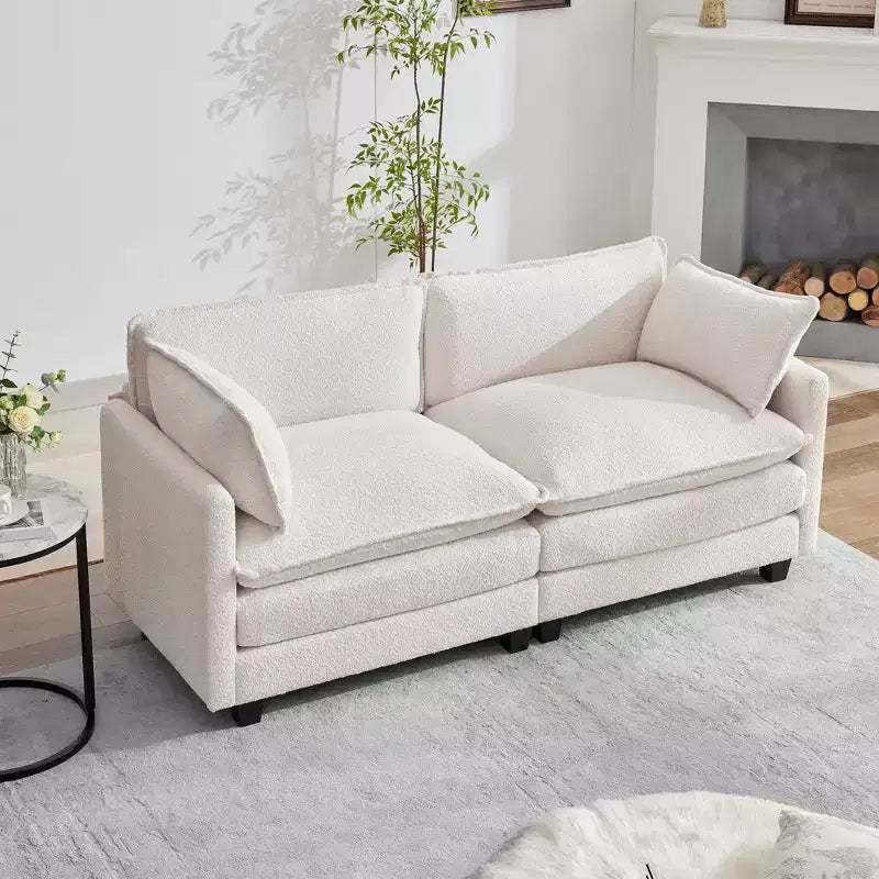 HYLEORY 76.8 Loveseat Sofa for Living Room, Modern 2 Seater Circle Velvet Sofa Couch for Bedroom Office