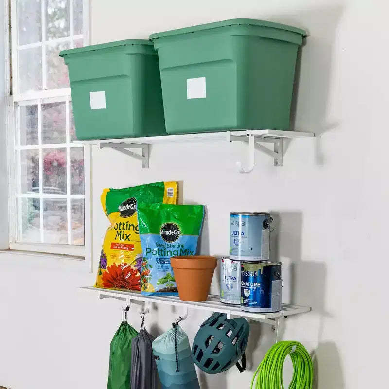 StoreYourBoard 1' x 4' Bristol Garage Wall Mount Shelves | 2-Pack | White