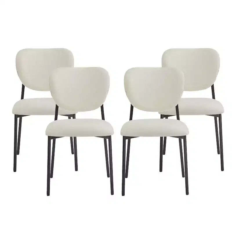 Christopher Knight Home Sebastian Iron Frame Upholstered Dining Chairs (Set of 4), Beige/Black