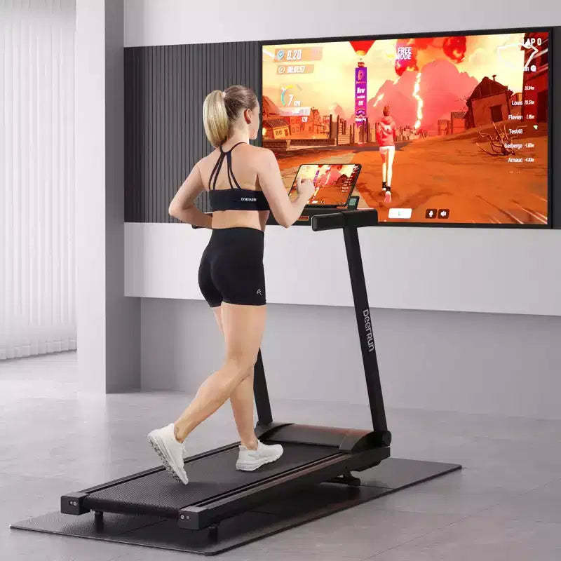 DeerRun A1 Pro+ Folding Treadmill with 6% Incline, Bluetooth Running Machine for Walking-Running