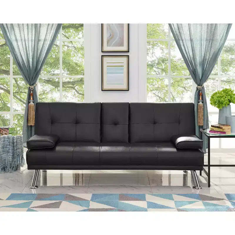 Home Imports Emporium Futon Sofa with Armrest and Cupholders, Cupholders, & Reclining Function, Ideal for Living Rooms