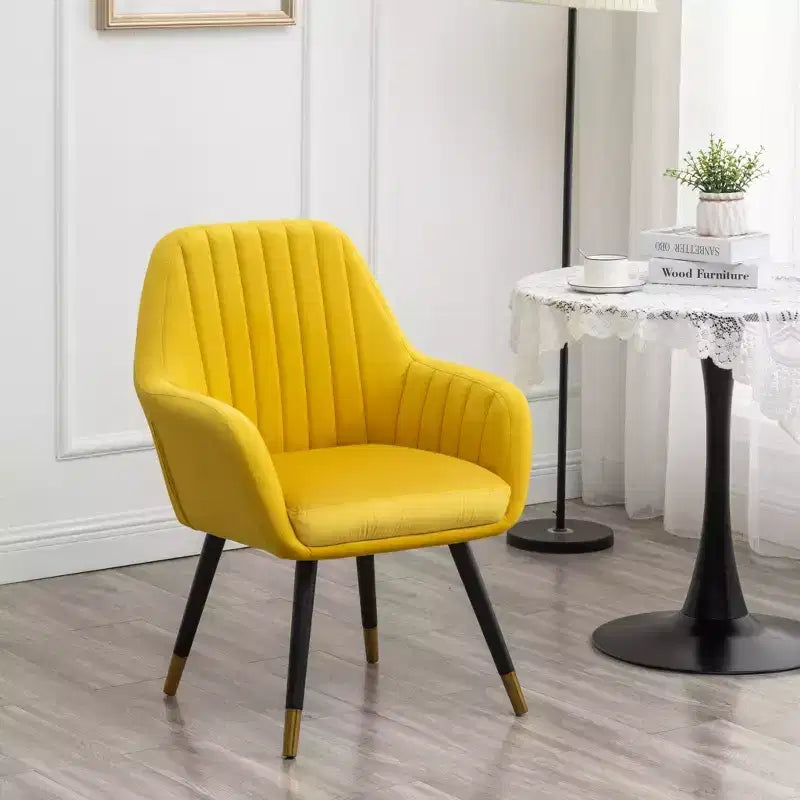 Tuchico Contemporary Velvet Upholstered Accent Chair, Yellow