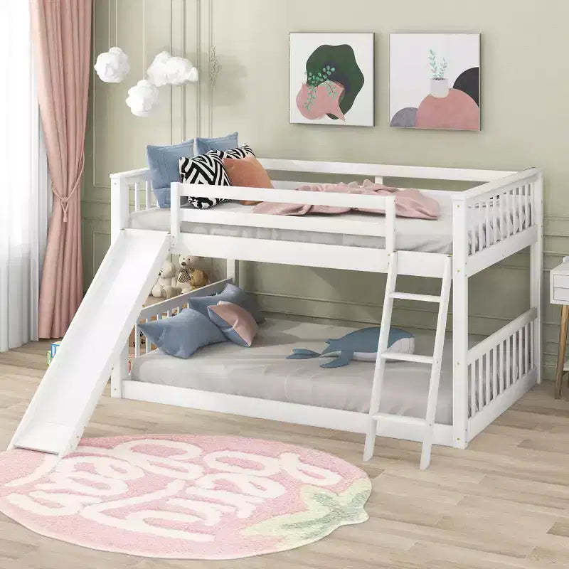 Whisen Wood Full over Full Bunk Bed with Convertible Slide and Ladder