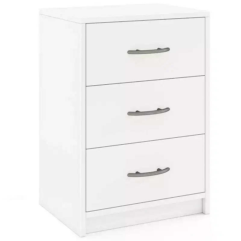 Costway 1/2 PCS 3-Drawer Nightstand Modern Bedside Table with Storage Anti-Toppling Kit for Bedroom White