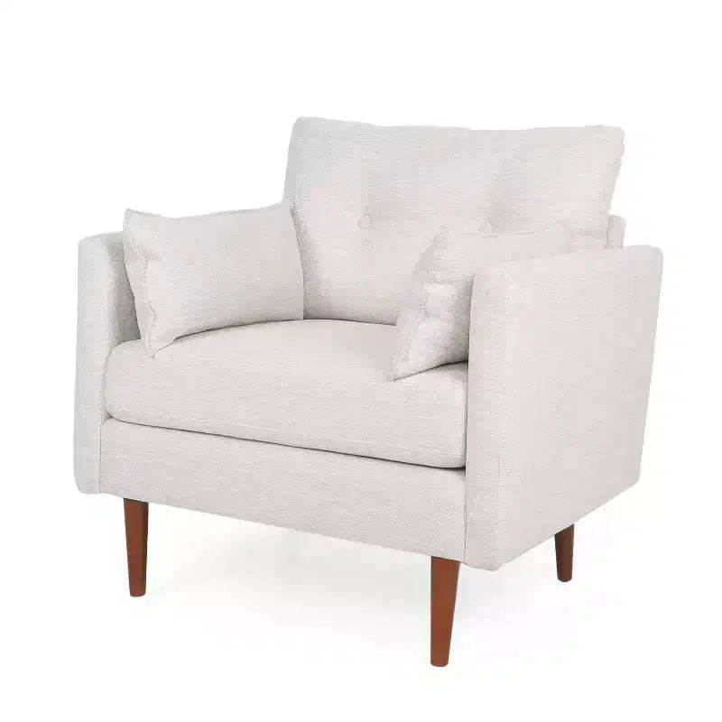Christopher Knight Home Symonds Mid Century Modern Fabric Tufted Club Chair with Accent Pillows