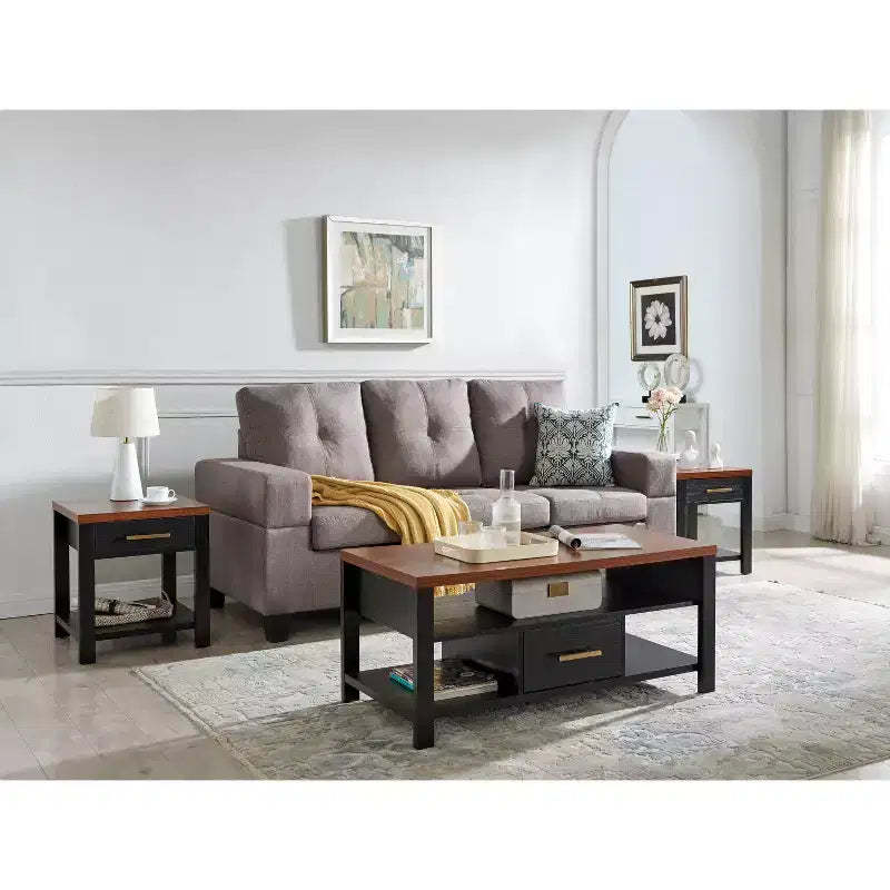Kings Brand Furniture Sendero 3-Piece Occasional Table Set, Modern Coffee Table with Side Table Set, Perfect Living Room Table Set
