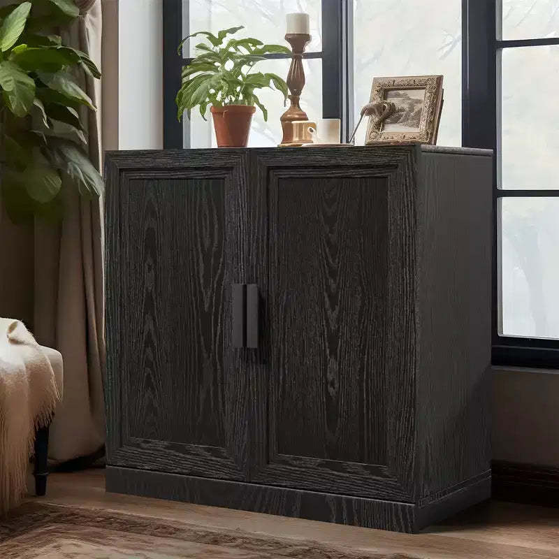 PexFix 31x31x16 Wood Accent Cabinet with Adjustable Shelf Storage Cabinet Black