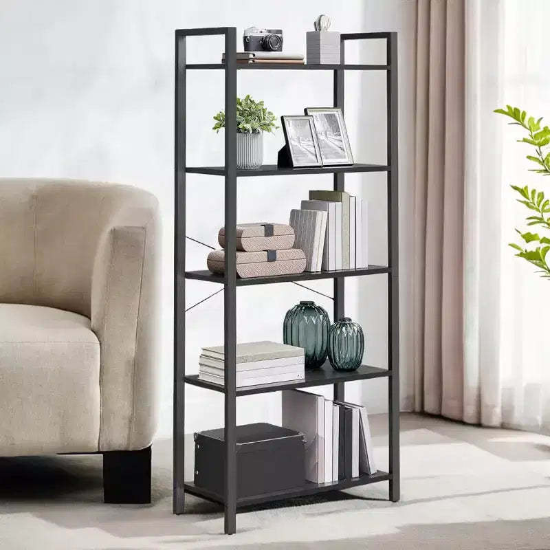 VASAGLE 5-Tier Tall Bookshelf, Bookcase with Steel Frame, Book Shelf for Living Room, Home Office, Study, 11.8 x 26 x 60 Inches, Industrial Style