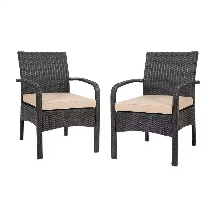 GDFStudio Kilburn Outdoor Wicker Club Chairs with Cushion (Set of 2)