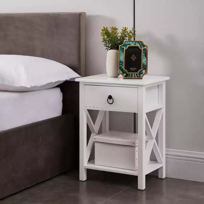 Home Imports Emporium Wooden End Table with Storage Shelf and Drawer