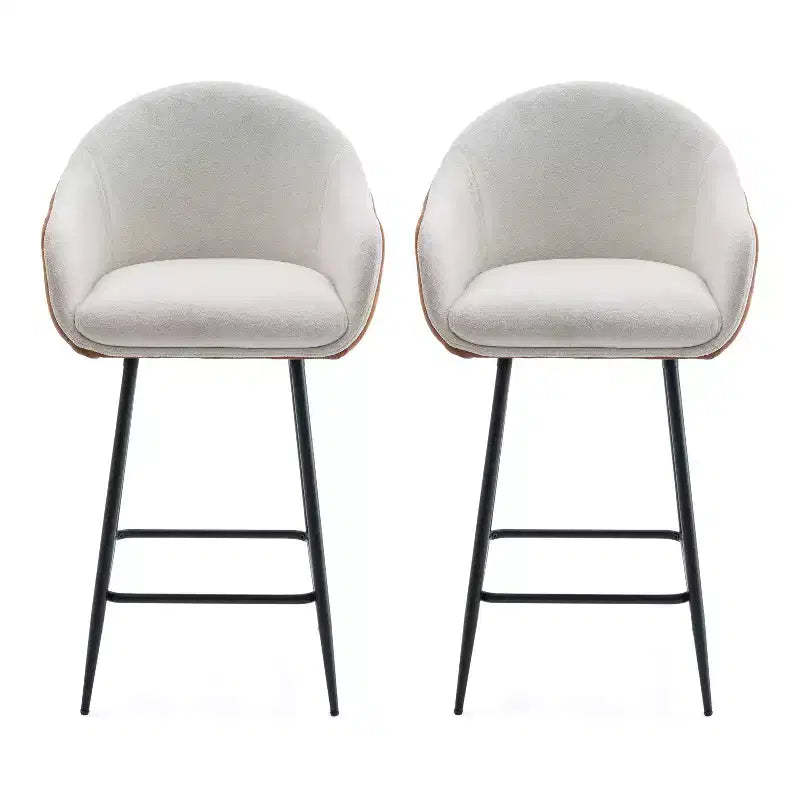 Christopher Knight Home Aveline 26.5'' Modern Upholstered Bar Stools with Metal Legs (Set of 2)
