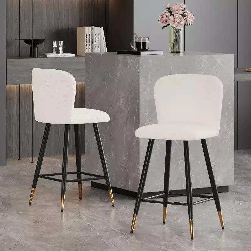 Christopher Knight Home Serein 26'' Modern Upholstered Bar Stools with Gold-Tipped Metal Legs (Set of 2)