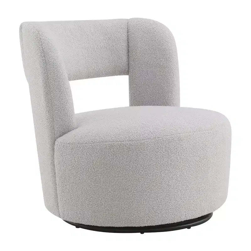 GDFStudio Blithe 360 Swivel Teddy Upholstered Wood Chair