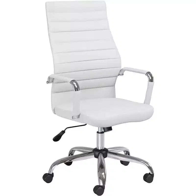 Studio 55D Primero White Faux Leather Adjustable Office Chair