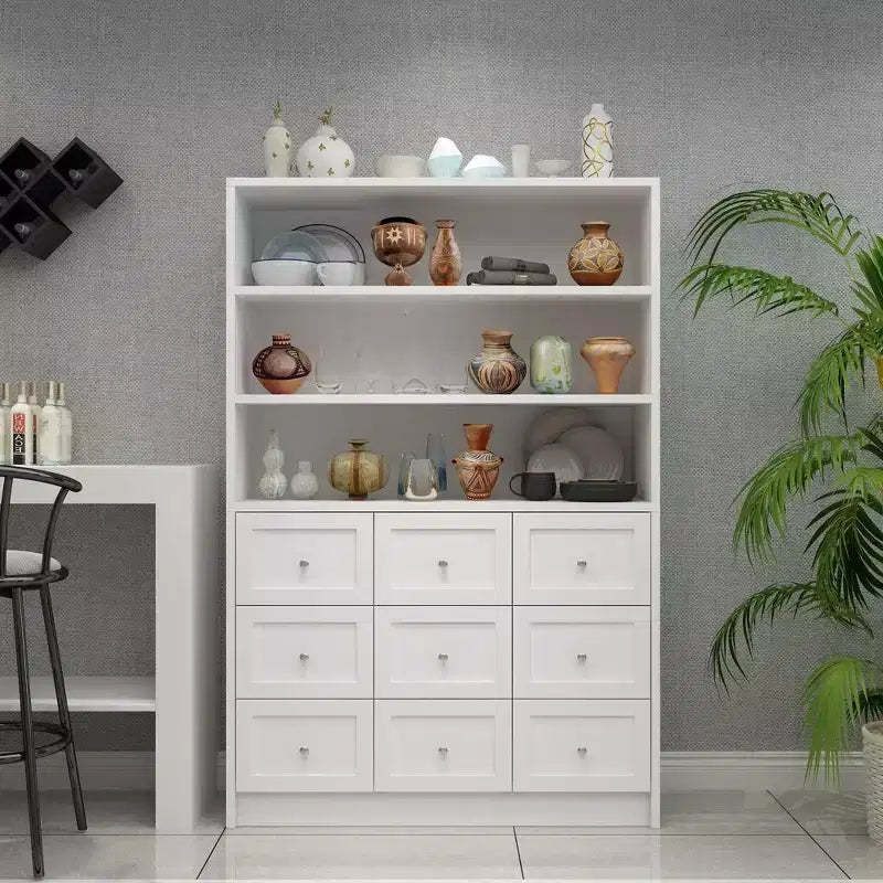 Famapy Living Room Dresser Multi Storage with Open Display Shelf White