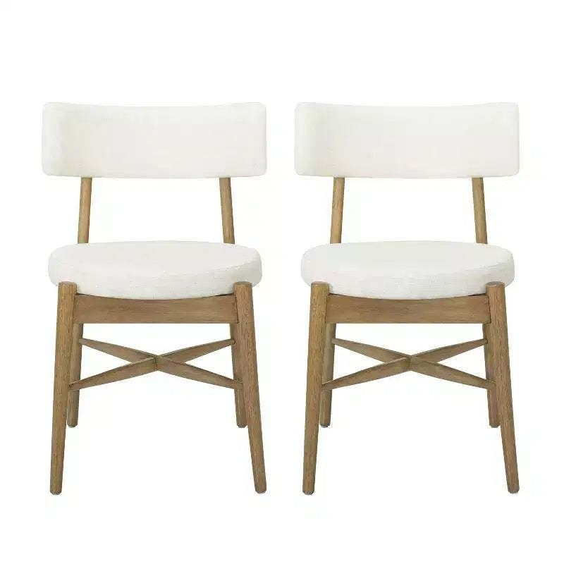 Christopher Knight Home Lumen Modern Rubberwood Linen Blend Upholstered Dining Chairs (Set of 2)