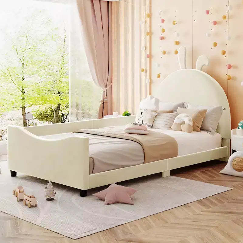 Whisen Morden Design Twin Size Upholstered Daybed with Rabbit Ear Shaped Headboard